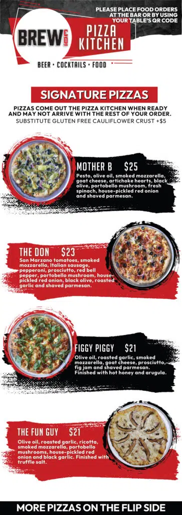 BrewCo Tap Room Pizza Menu