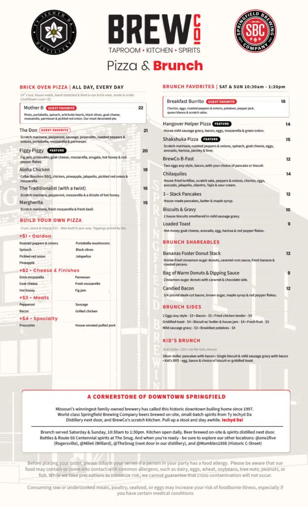 BrewCo Tap Room Brunch Menu